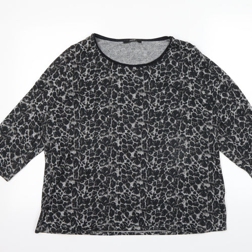 George Womens Black Animal Print  Pullover Sweatshirt Size 16