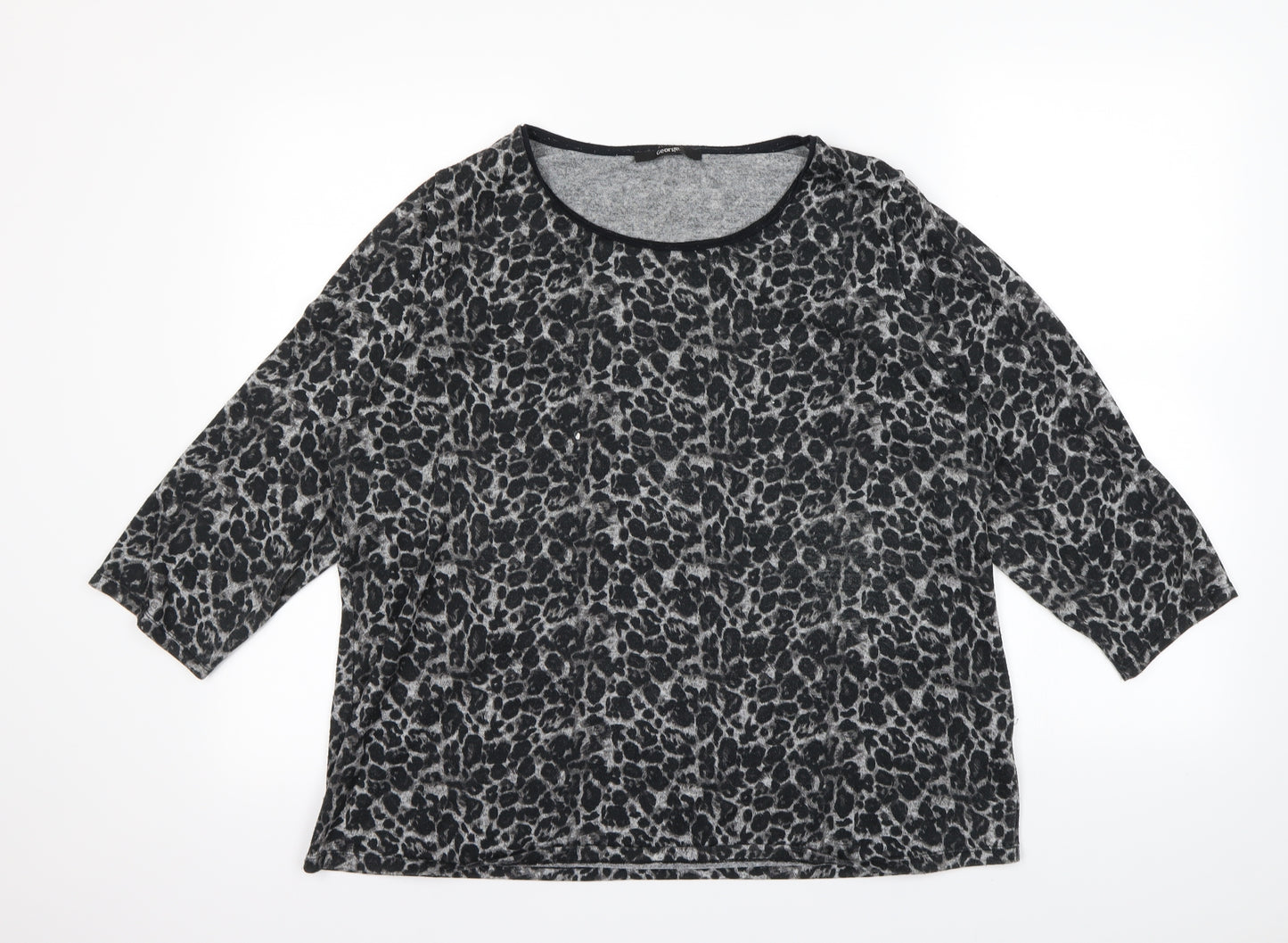 George Womens Black Animal Print  Pullover Sweatshirt Size 16