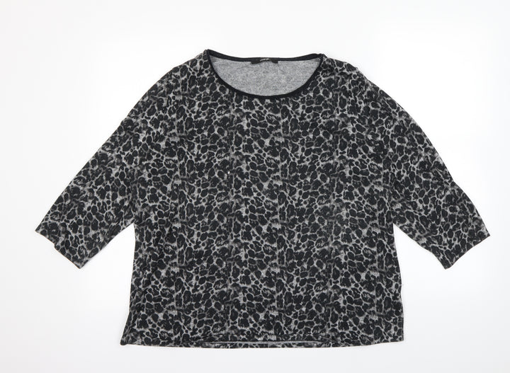George Womens Black Animal Print  Pullover Sweatshirt Size 16