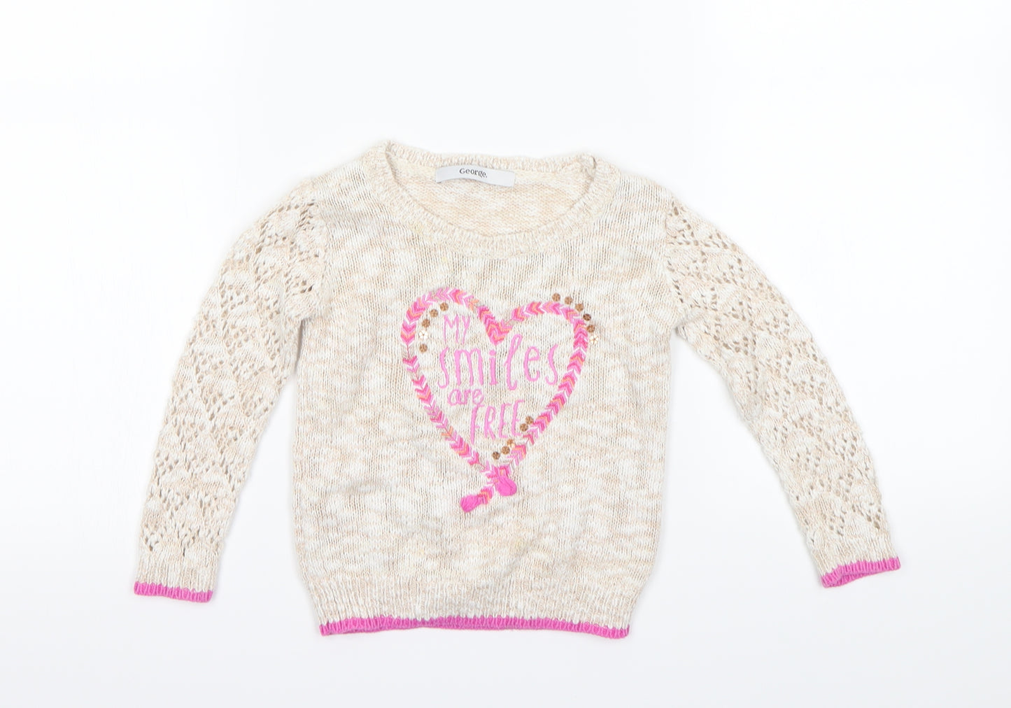 George Girls Beige   Pullover Jumper Size 18-24 Months