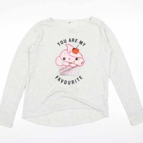 H&M Girls Grey   Pullover Sweatshirt Size 12-13 Years
