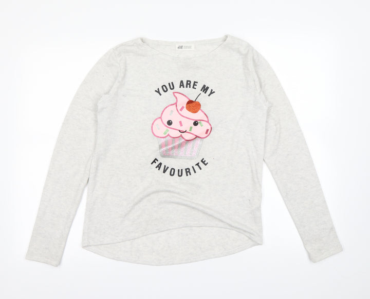 H&M Girls Grey Pullover Sweatshirt Size 12-13 Years