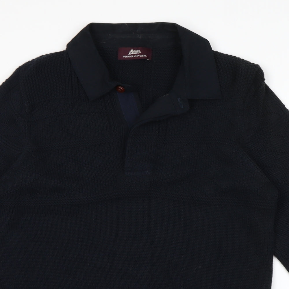 m&S Mens Blue   Henley Jumper Size S