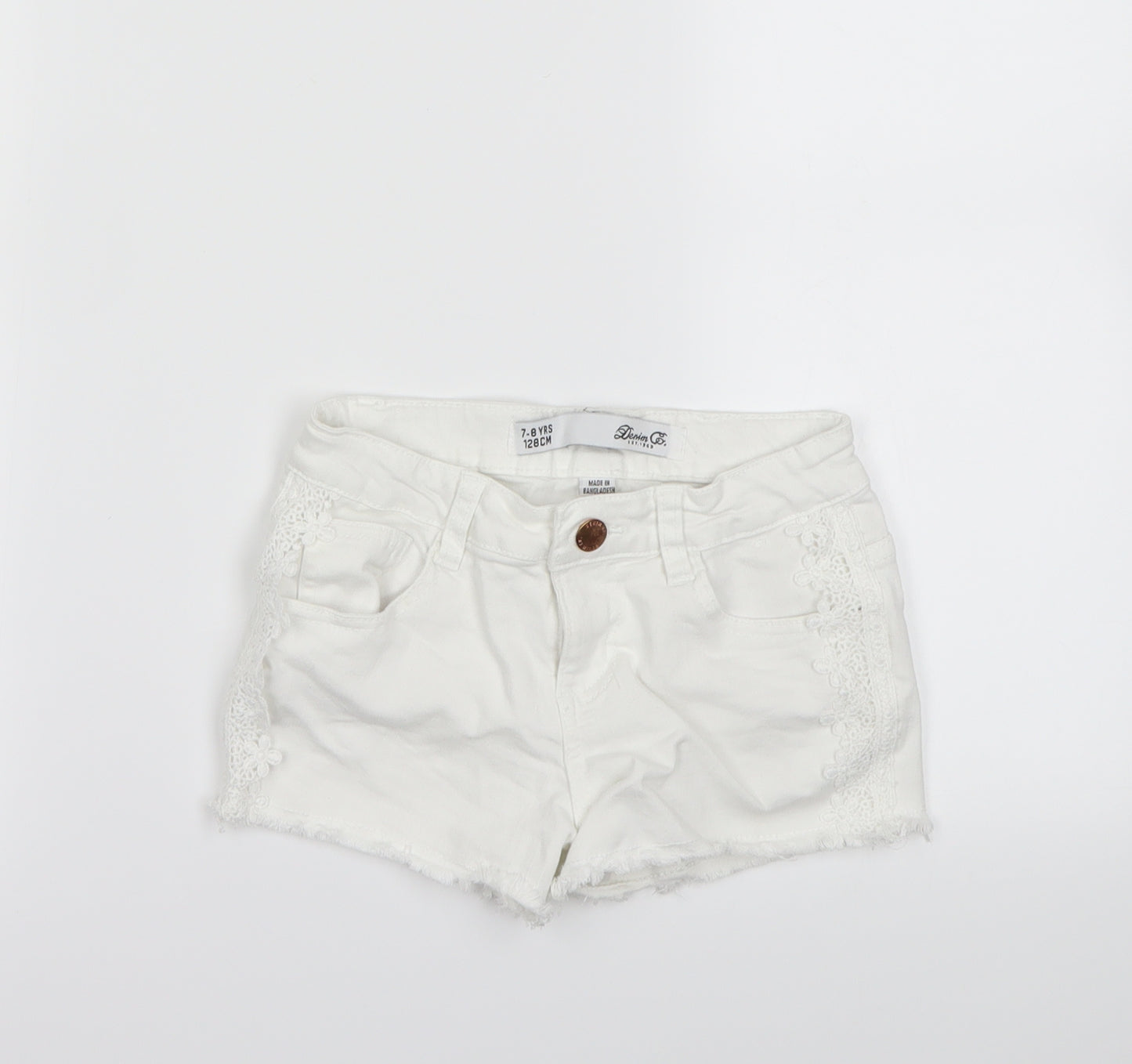denim&co Girls White   Cut-Off Shorts Size 7-8 Years