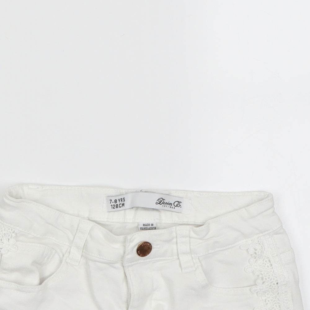 denim&co Girls White   Cut-Off Shorts Size 7-8 Years