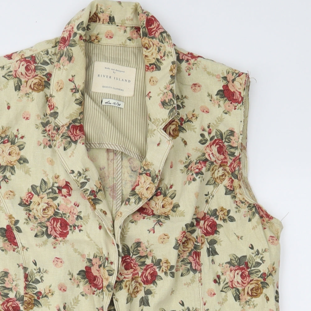 River Island Womens Brown Floral  Wrap Blouse Size 12