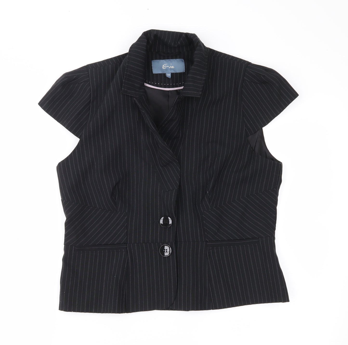 E-vie Womens Black Striped  Jacket Blazer Size 14
