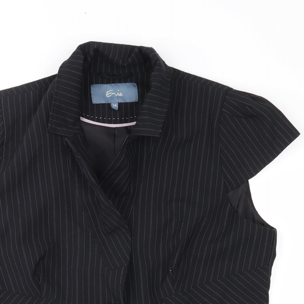E-vie Womens Black Striped  Jacket Blazer Size 14