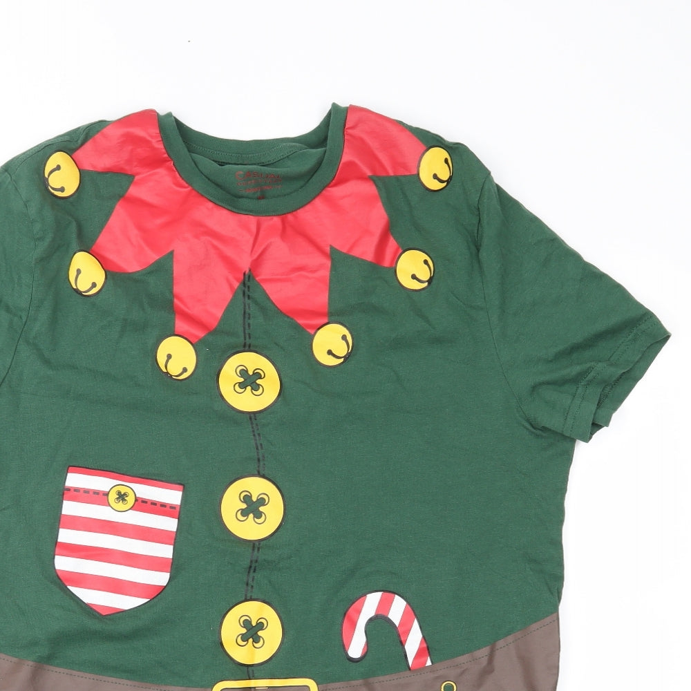 George Mens Green    T-Shirt Size M  - Christmas