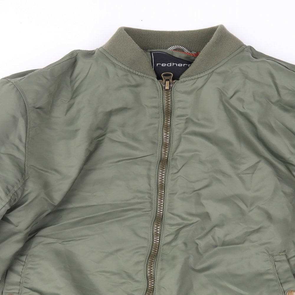 redherring Mens Green   Bomber Jacket Coat Size L
