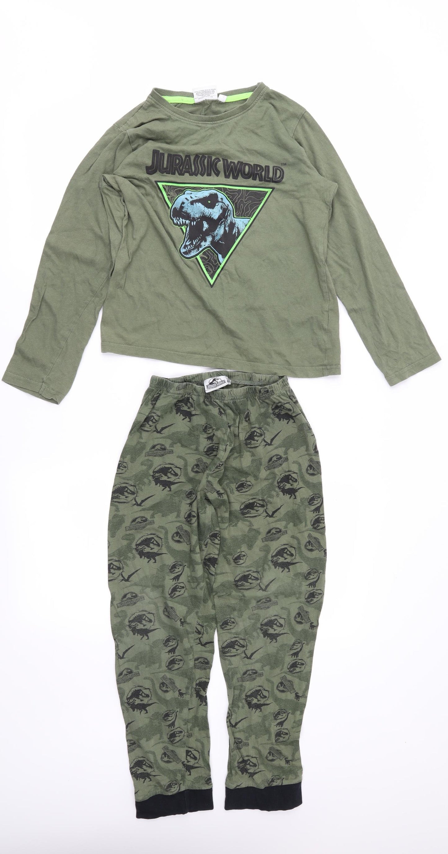 Primark Boys Green Animal Print   Pyjama Set Size 9-10 Years