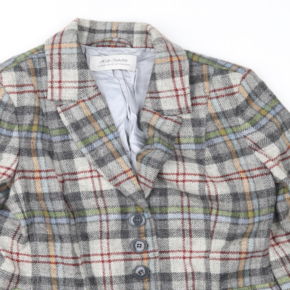 Holly Golightly Womens Grey Plaid  Jacket Blazer Size M