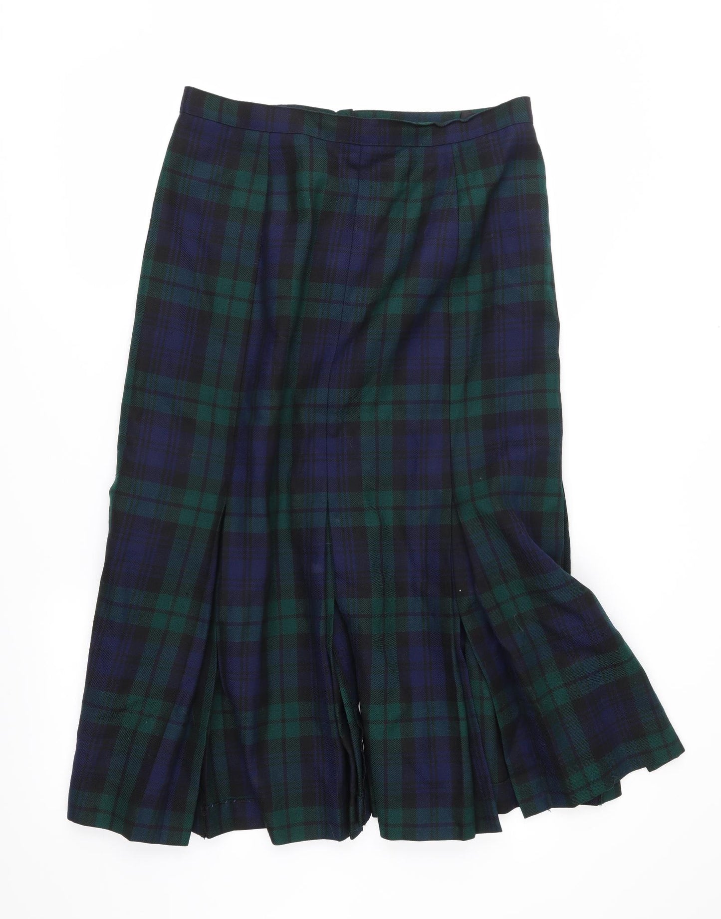 Dorene Womens Green Plaid  Pleated Skirt Size 14