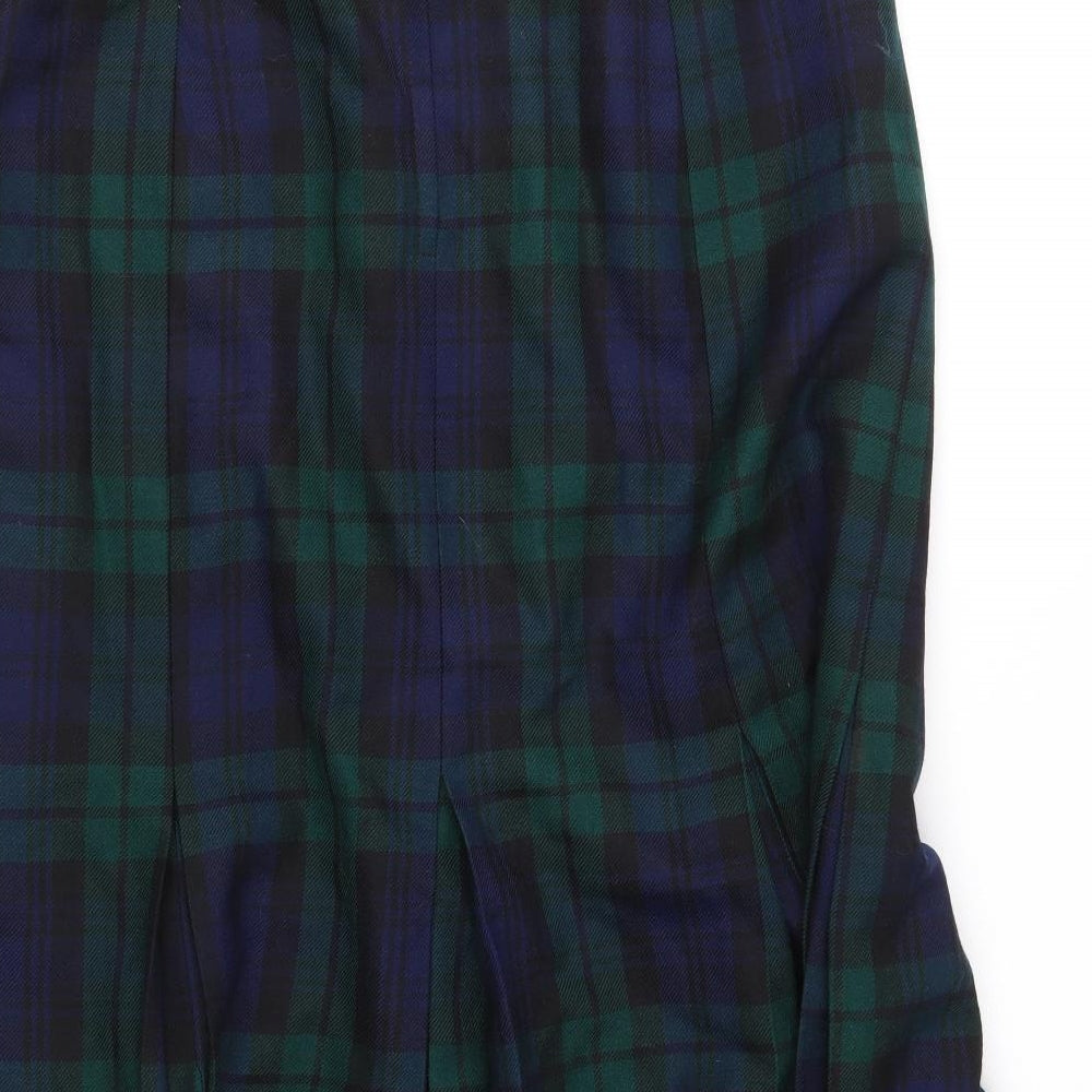 Dorene Womens Green Plaid  Pleated Skirt Size 14