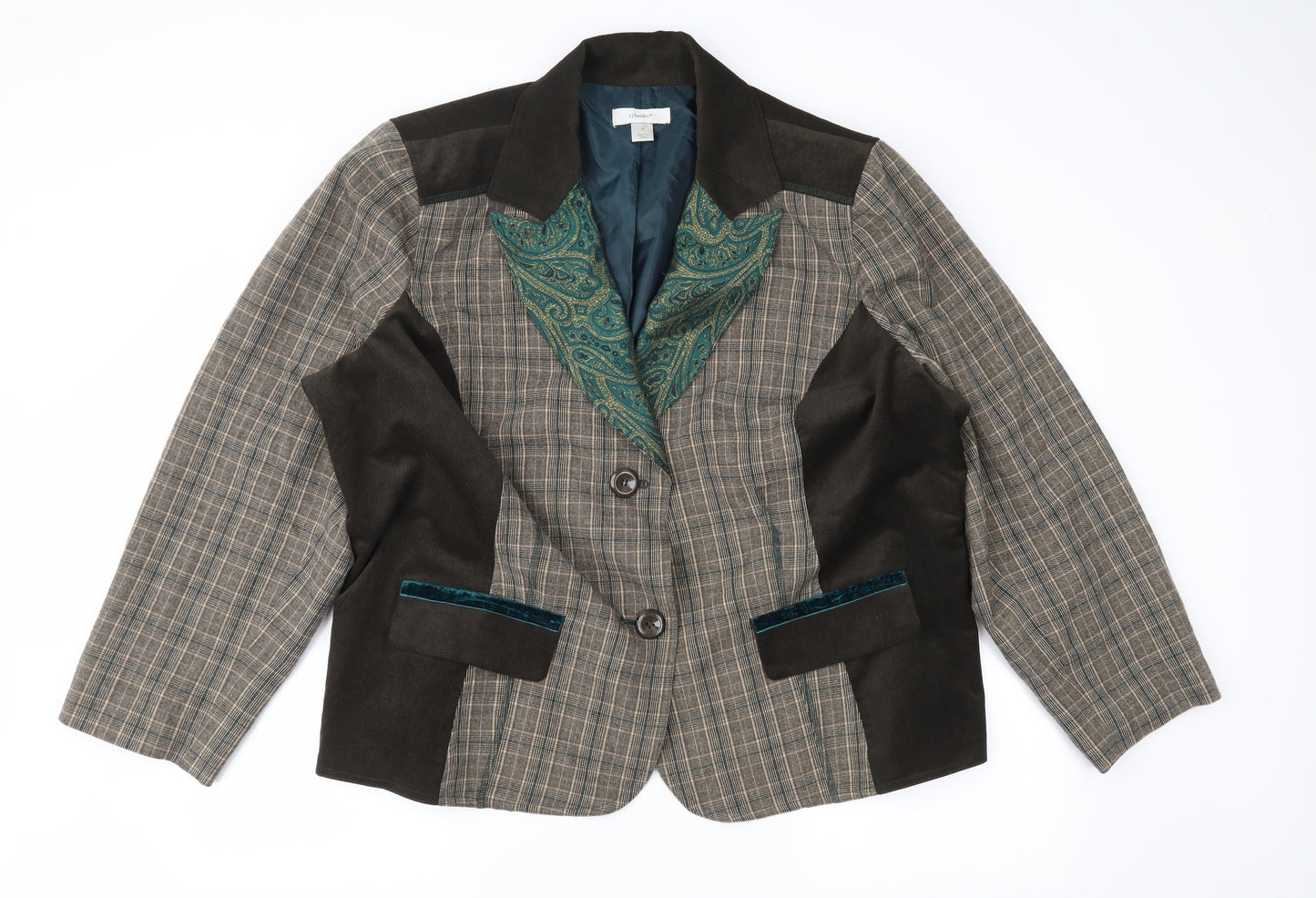 cj banks Mens Brown Plaid  Jacket Blazer Size 3XL