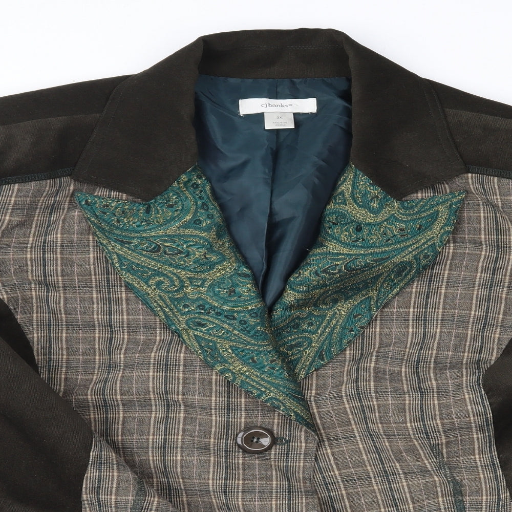cj banks Mens Brown Plaid  Jacket Blazer Size 3XL