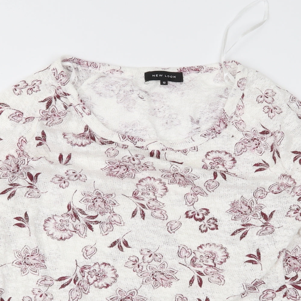New Look Womens White Floral  Basic Blouse Size 12