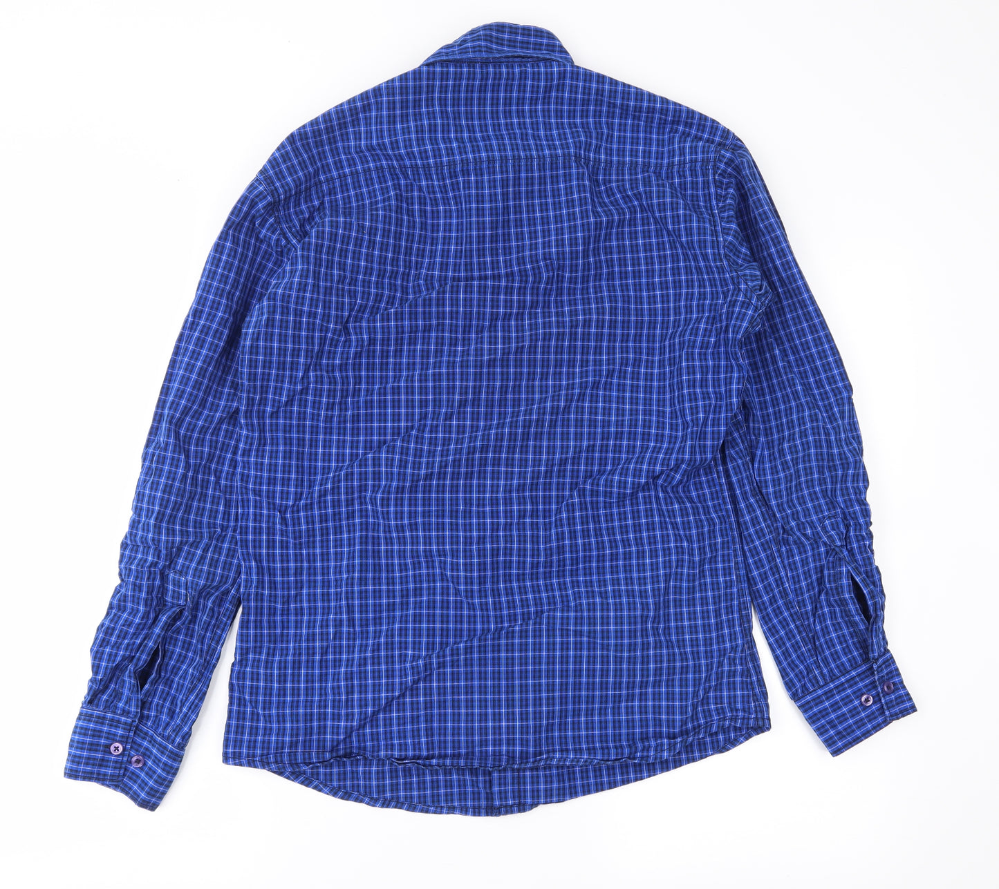 hiprofile Mens Blue Plaid   Button-Up Size L