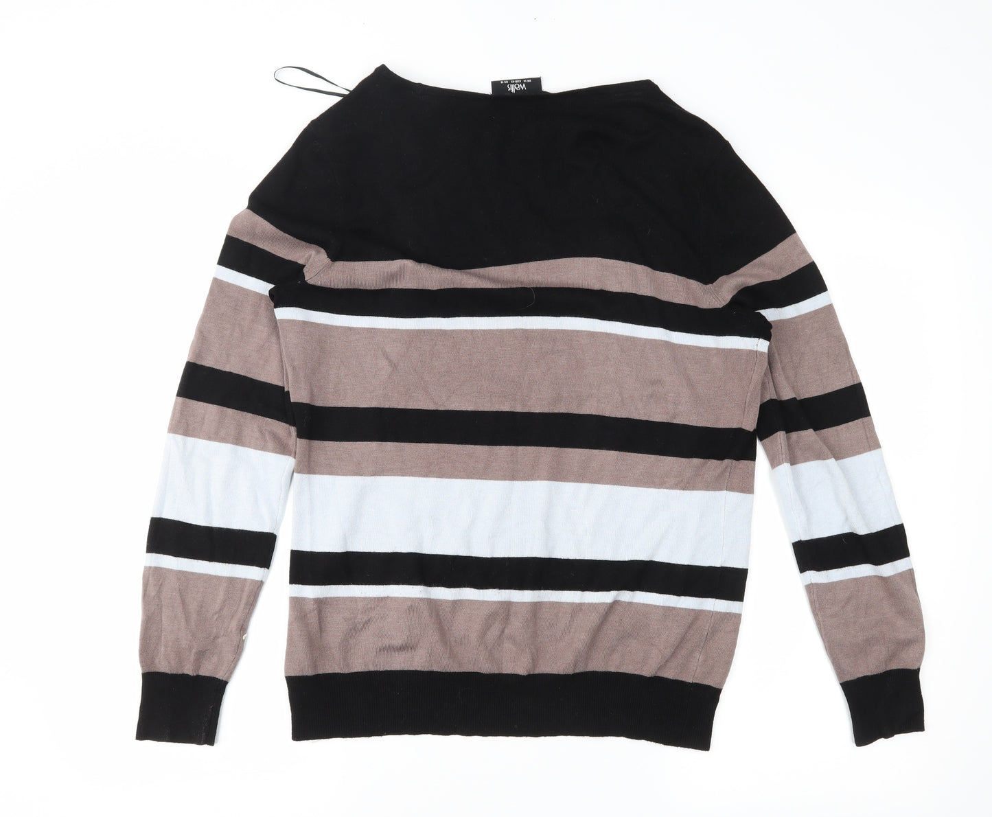 Wallis Womens Black Striped  Pullover Jumper Size 14