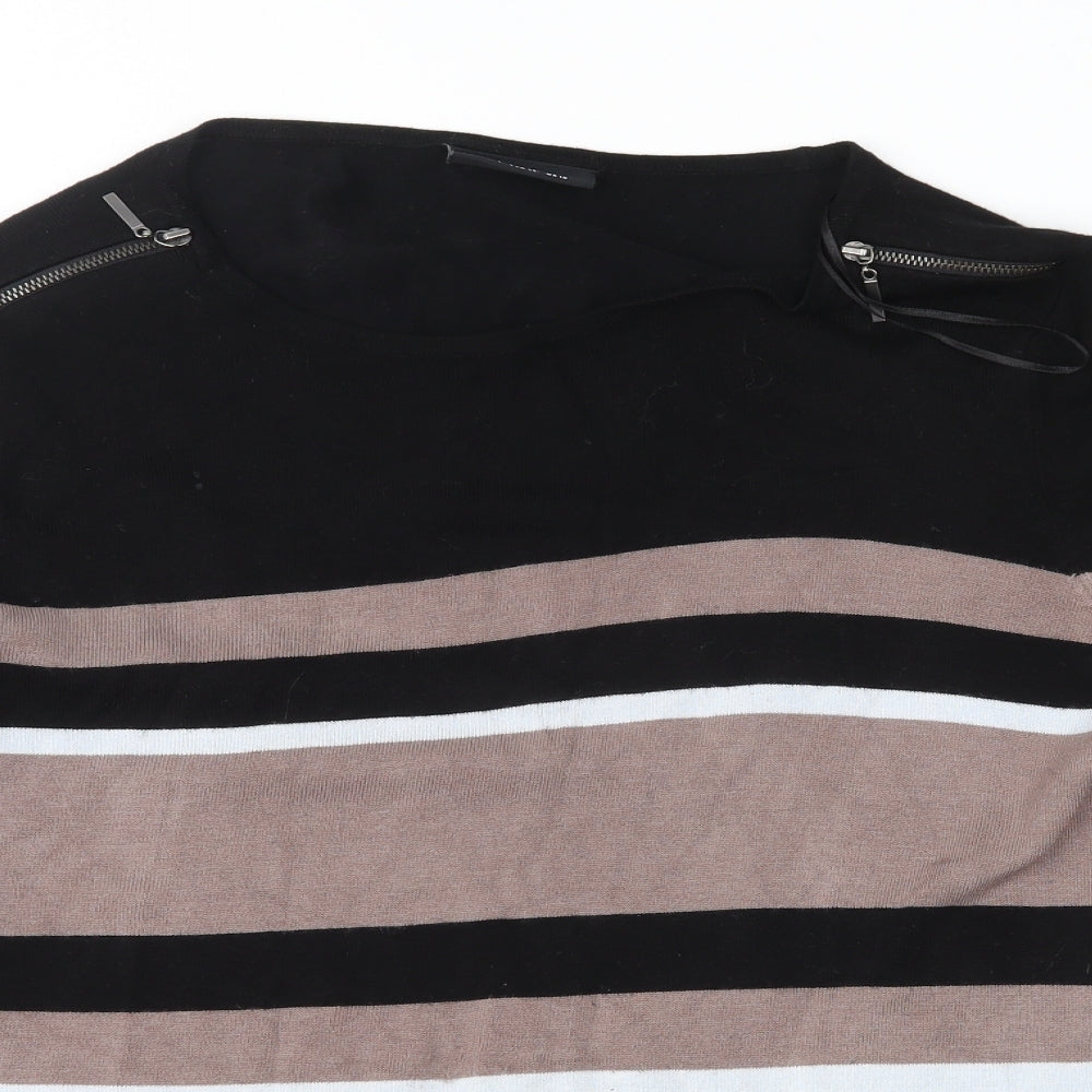 Wallis Womens Black Striped  Pullover Jumper Size 14