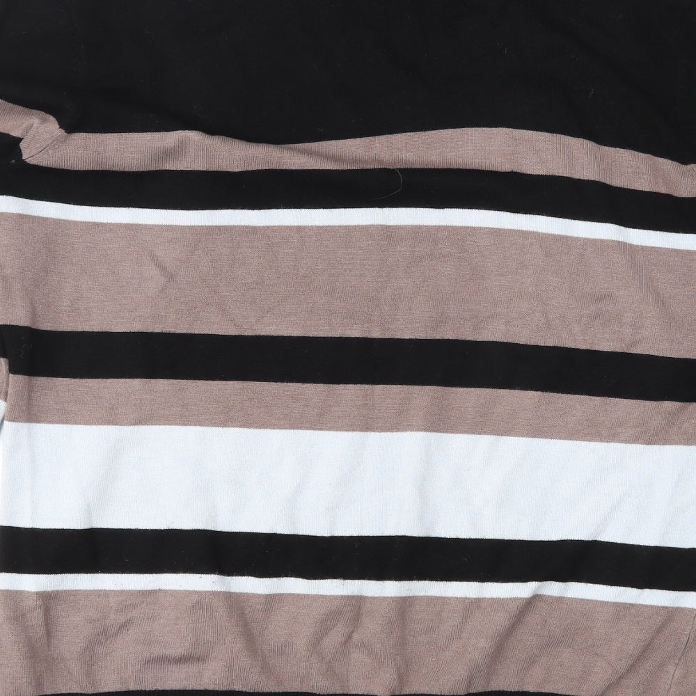 Wallis Womens Black Striped  Pullover Jumper Size 14