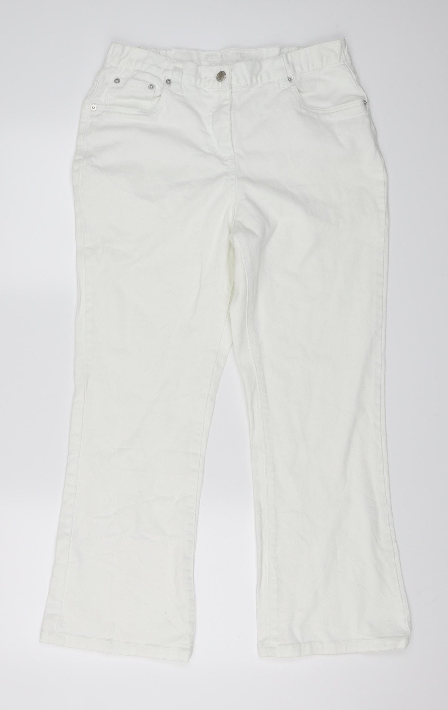 Berkertex Womens White   Wide-Leg Jeans Size 14 L27 in
