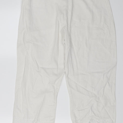 Ellie Louis Womens White   Trousers  Size 12 L22 in