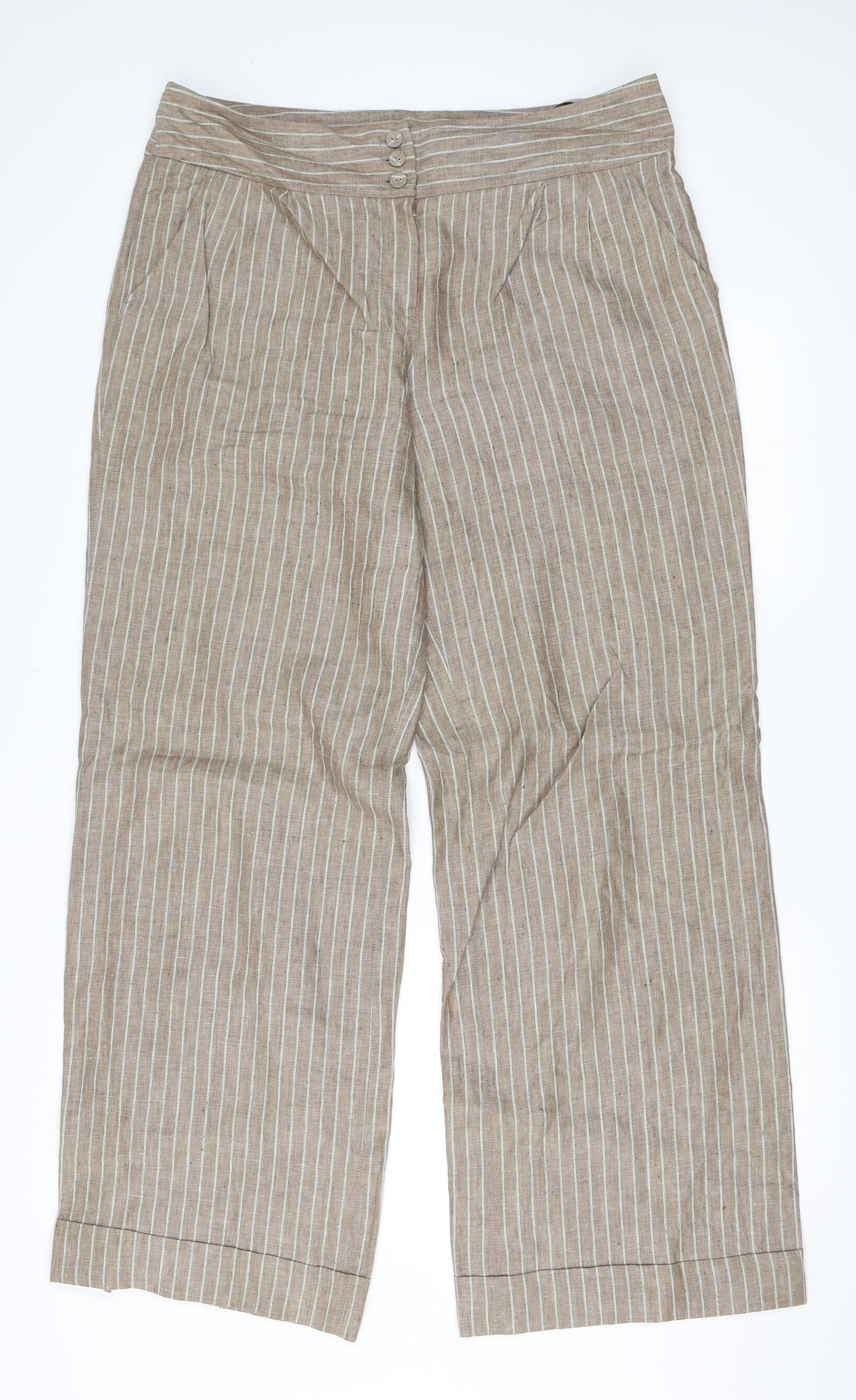 NEXT Womens Brown Striped  Trousers  Size 16 L33 in