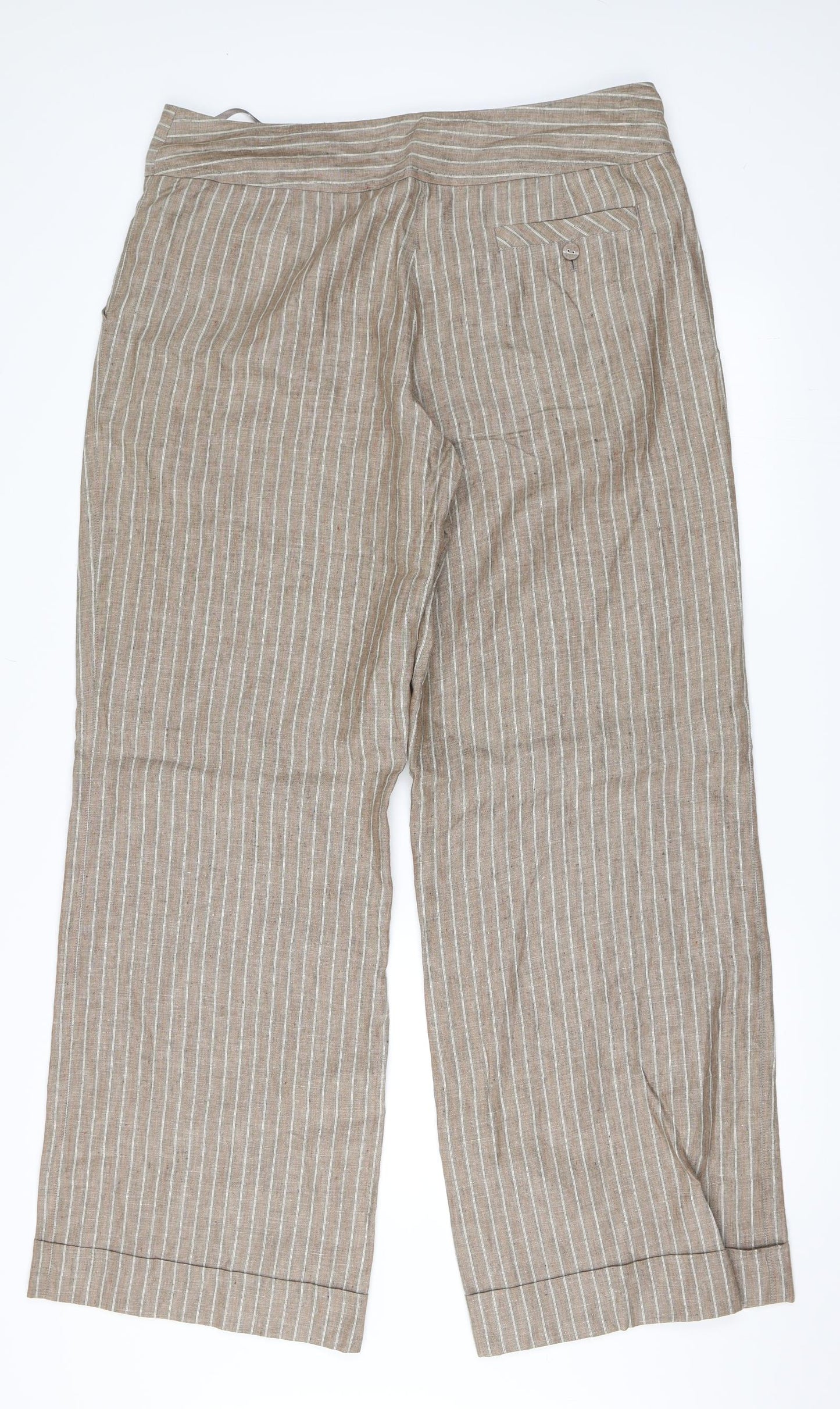 NEXT Womens Brown Striped  Trousers  Size 16 L33 in