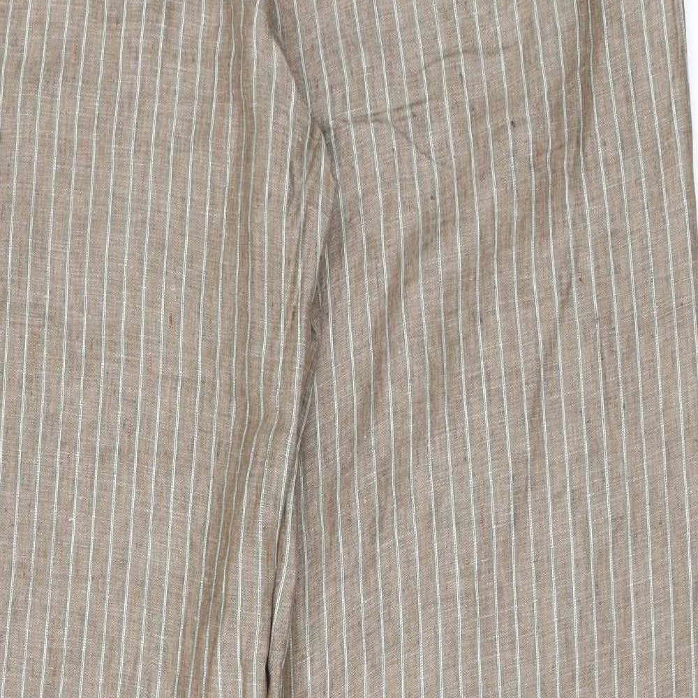 NEXT Womens Brown Striped  Trousers  Size 16 L33 in