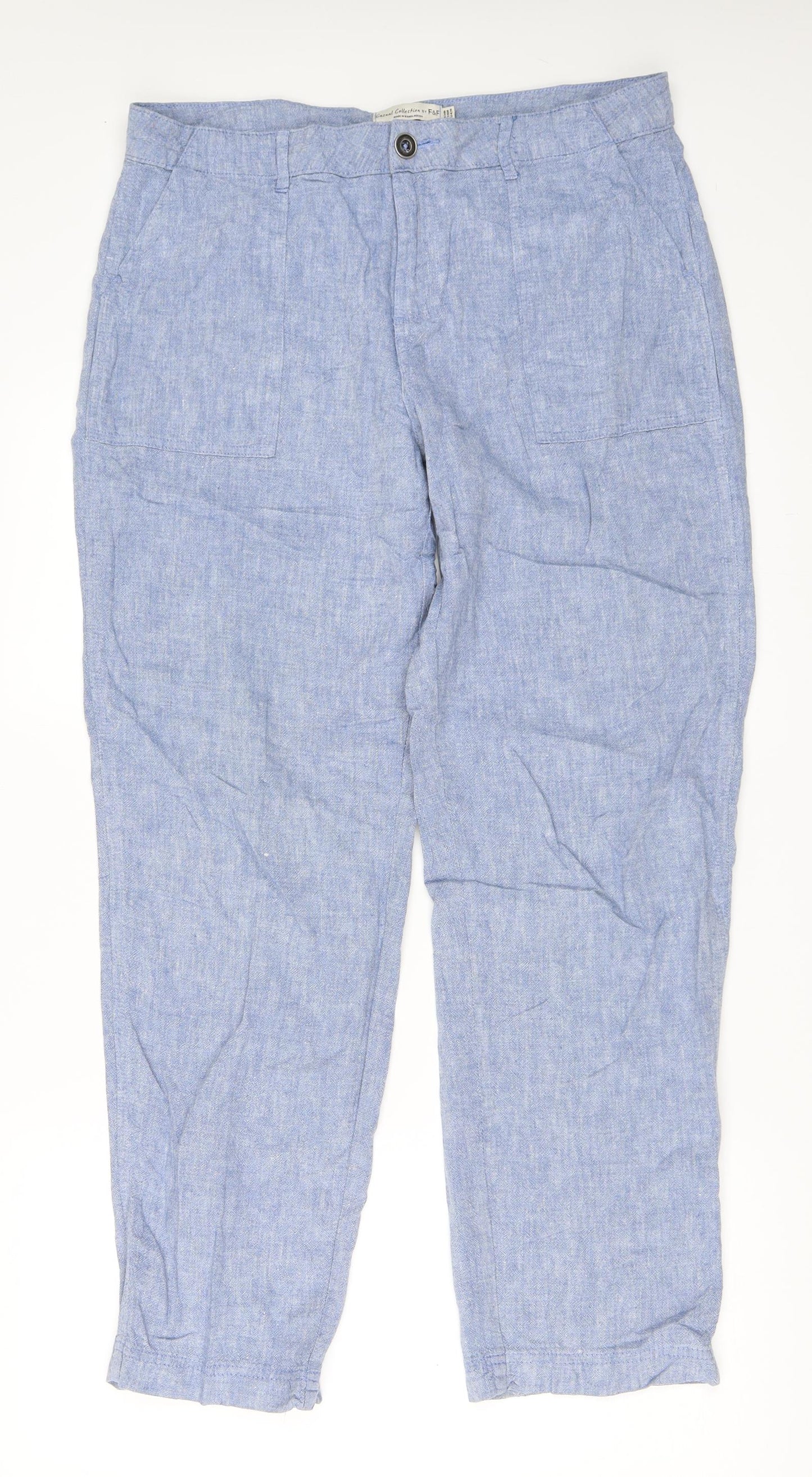 F&F Womens Blue   Trousers  Size 14 L30 in
