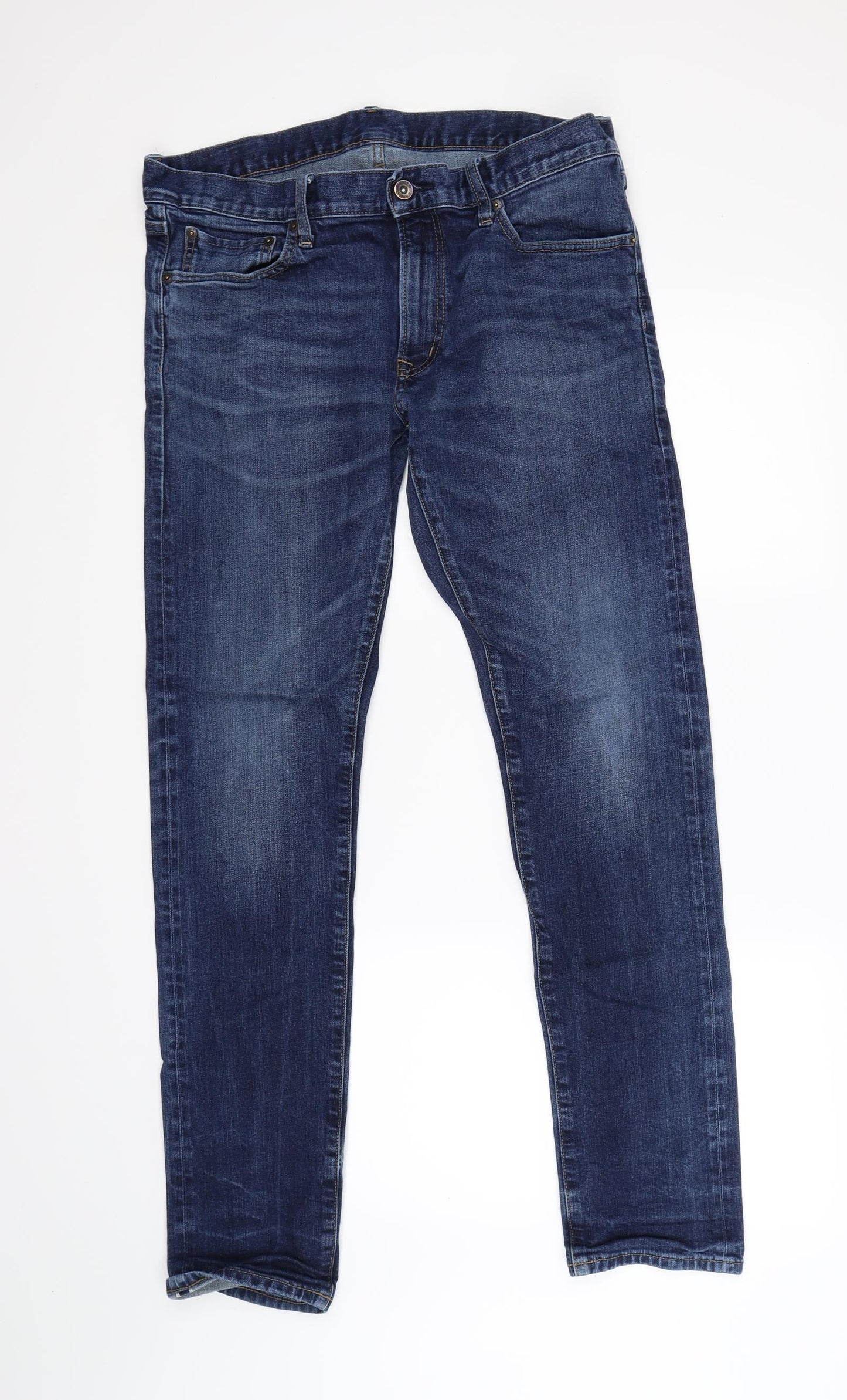 Uniqlo Mens Blue  Denim Straight Jeans Size 35 L34 in