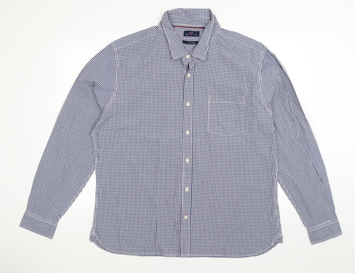 Easy Mens Blue Check   Button-Up Size 2XL