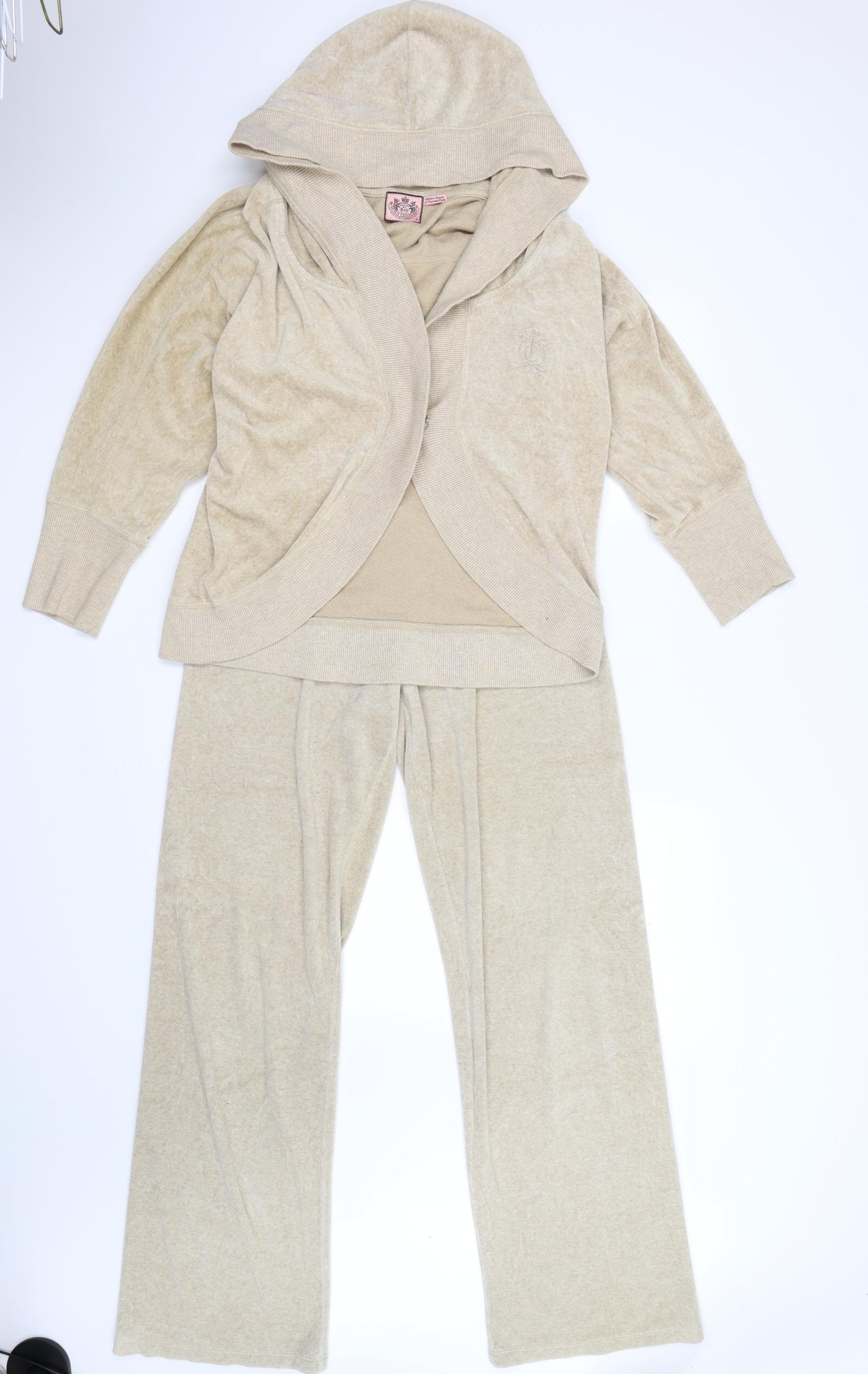 Juicy Couture Womens Beige  Velour Cardigan Hoodie Size M  - loungewear set