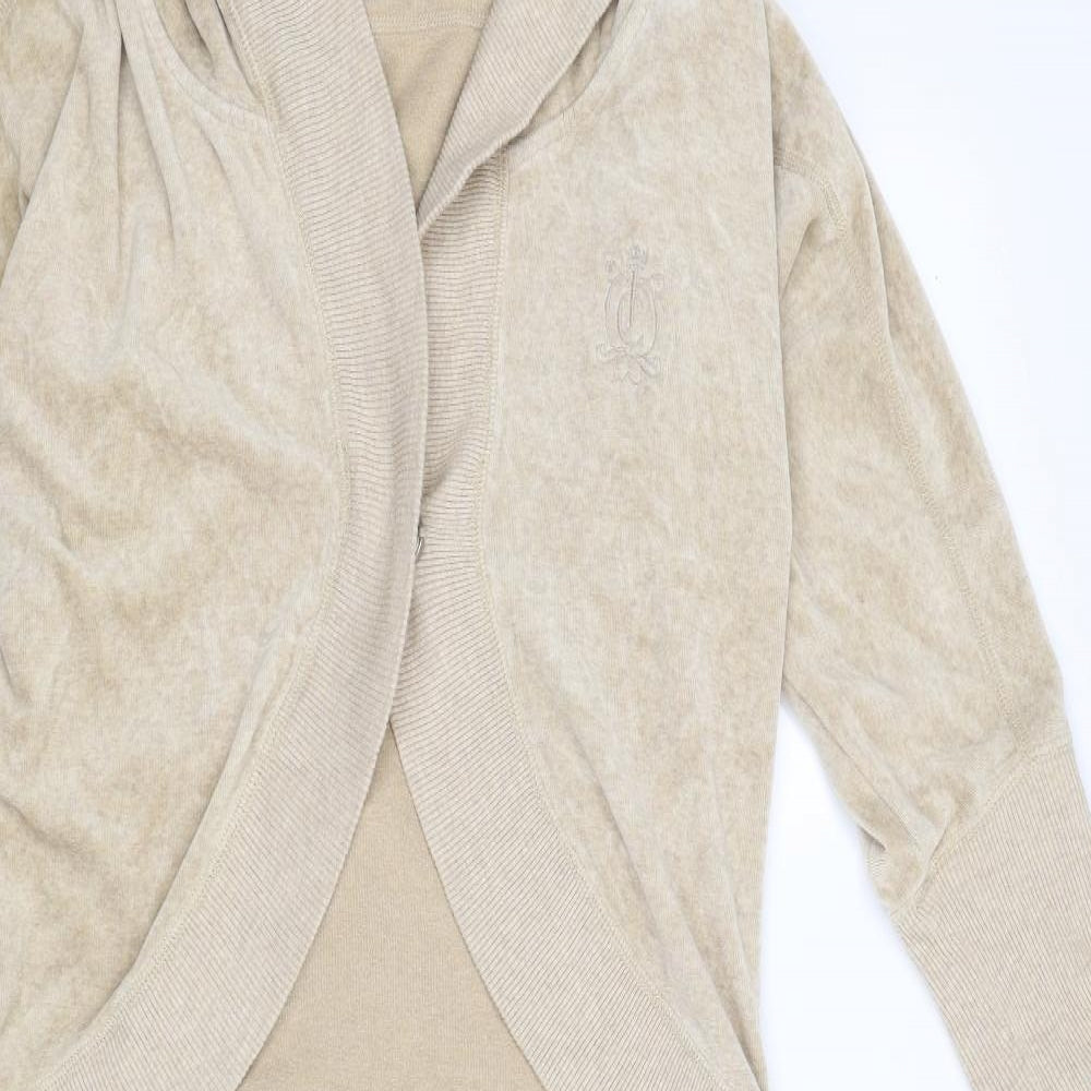 Juicy Couture Womens Beige  Velour Cardigan Hoodie Size M  - loungewear set