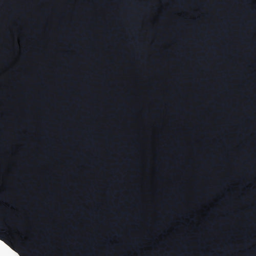 NEXT Womens Blue Animal Print Satin Basic Blouse Size 10