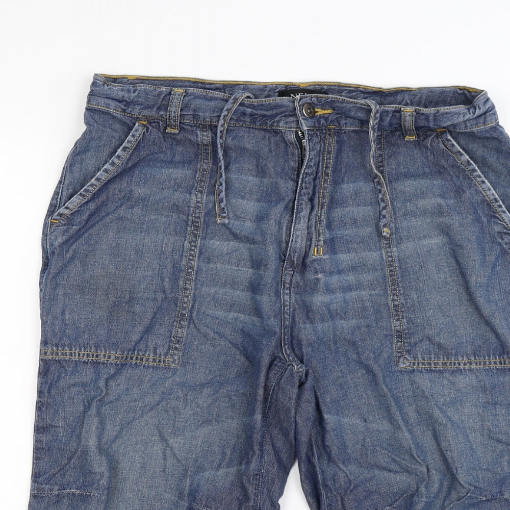 NEXT Mens Blue  Denim Cargo Shorts Size 32