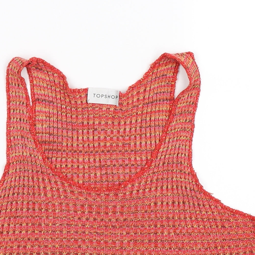Topshop Womens Orange  Knit Cropped Tank Size M