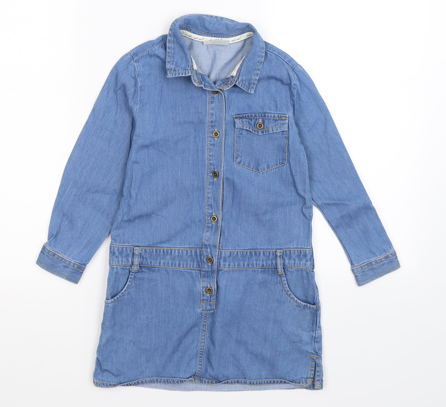 NEXT Girls Blue  Denim Shirt Dress  Size 6 Years