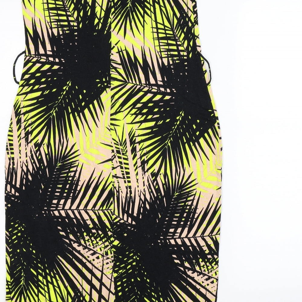 Wallis Womens Yellow Floral  Bodycon  Size M