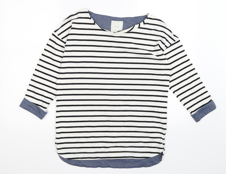 NEXT Womens White Striped Pullover Jumper Size 8