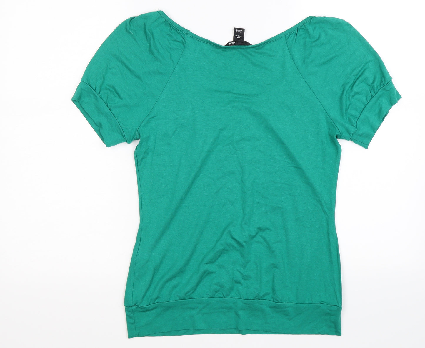 H&M Womens Green  Satin Basic T-Shirt Size 8