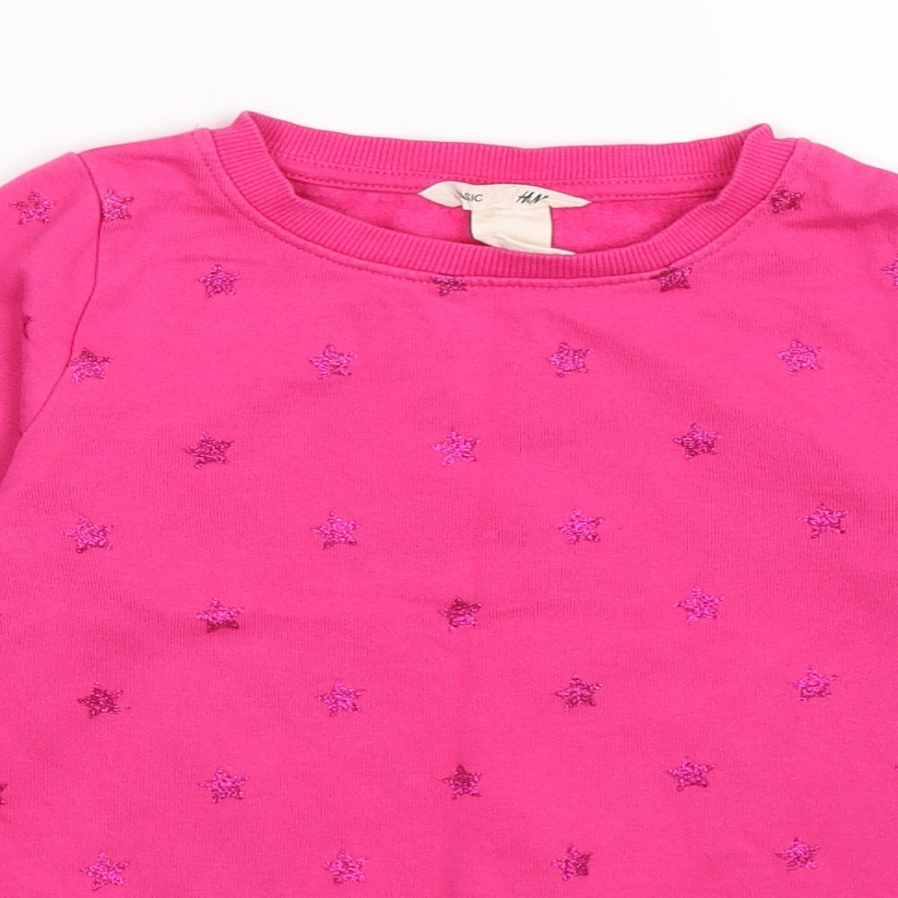 H&M Girls Pink Polka Dot  Pullover Jumper Size 6-7 Years  - stars