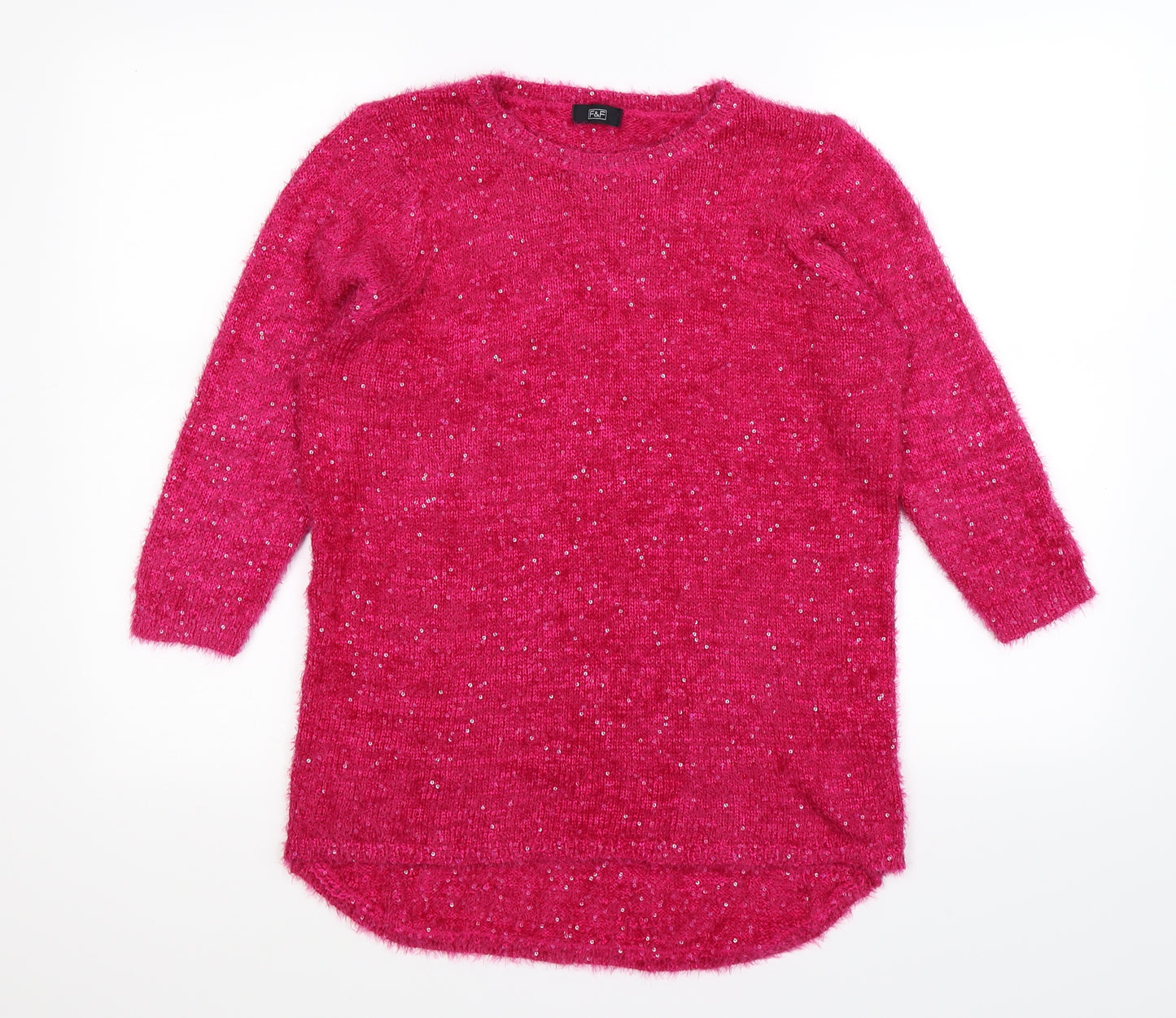 F&F Womens Pink  Knit Pullover Jumper Size 12