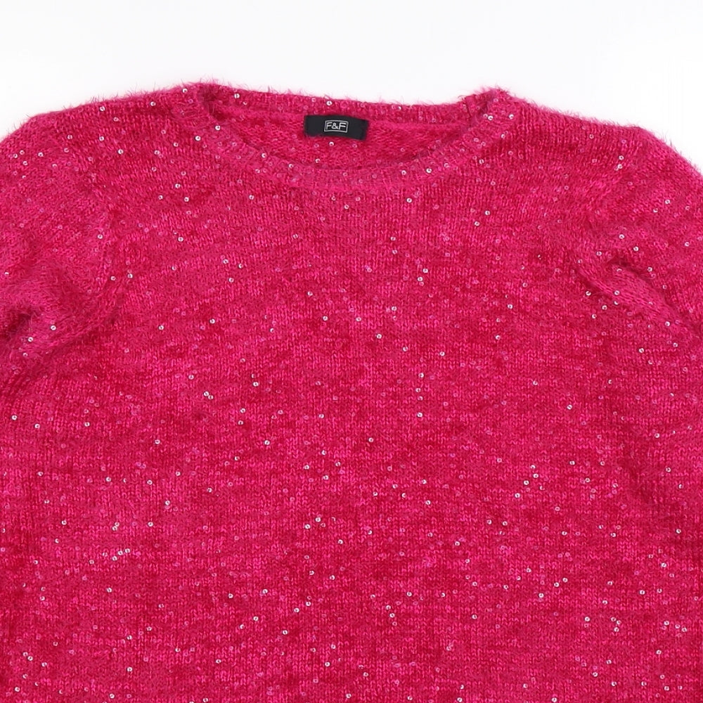 F&F Womens Pink  Knit Pullover Jumper Size 12