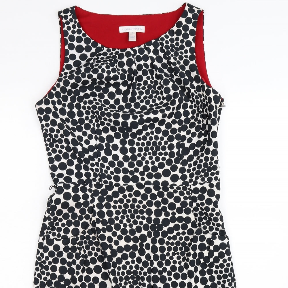 london tims Womens White Polka Dot  Sheath  Size 8