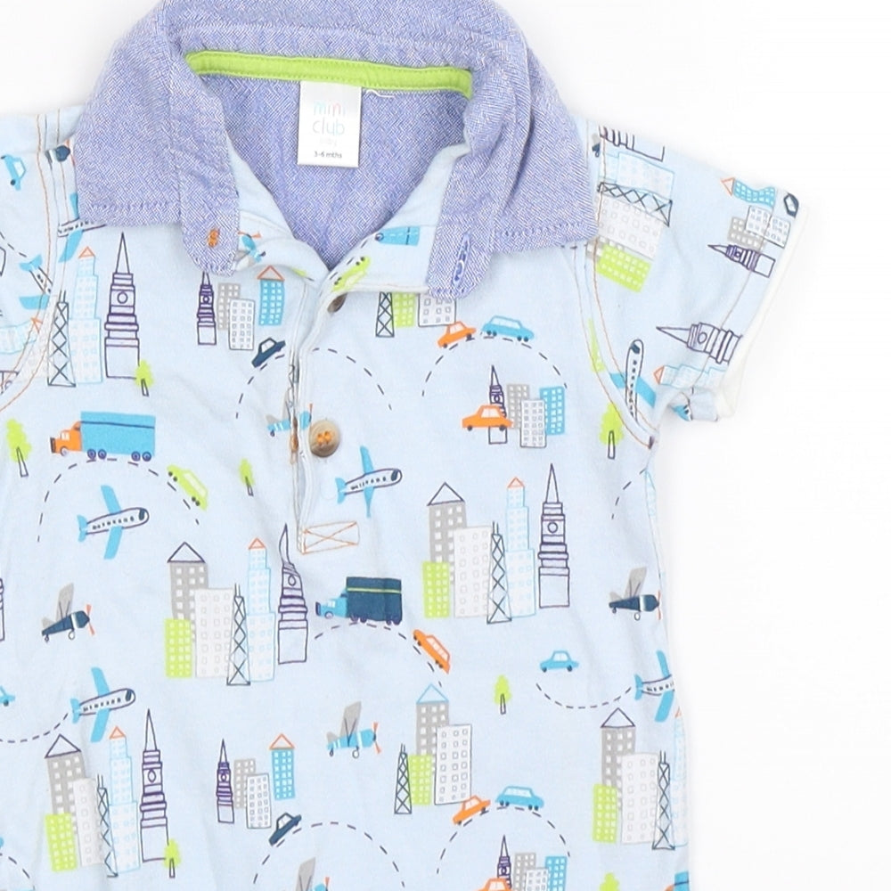Mini Club Baby Blue Geometric  Romper One-Piece Size 3-6 Months  - vehicles