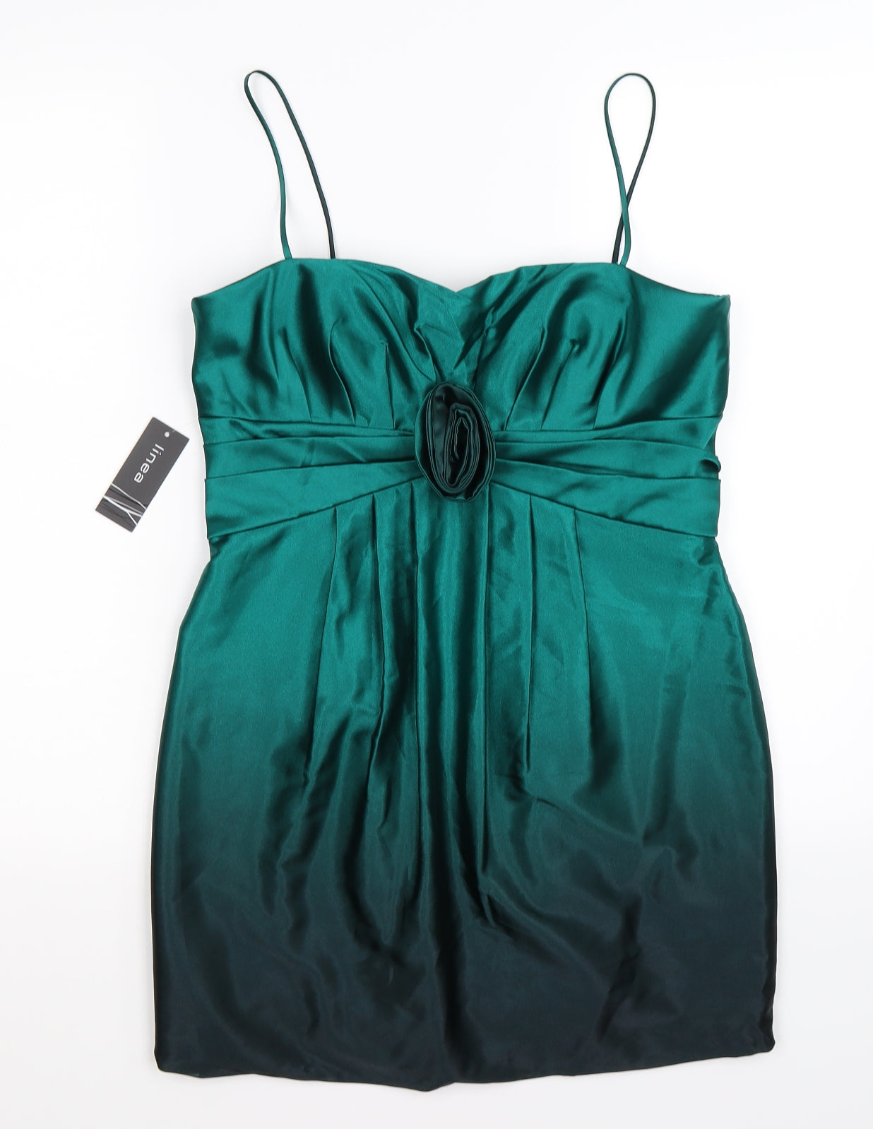 Linea Womens Green Floral Satin Pencil Dress  Size 8