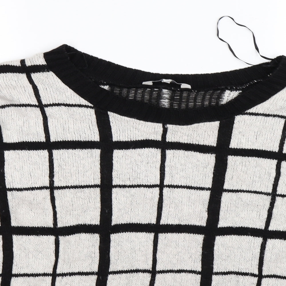Peacocks Womens White Check Knit Pullover Jumper Size XL