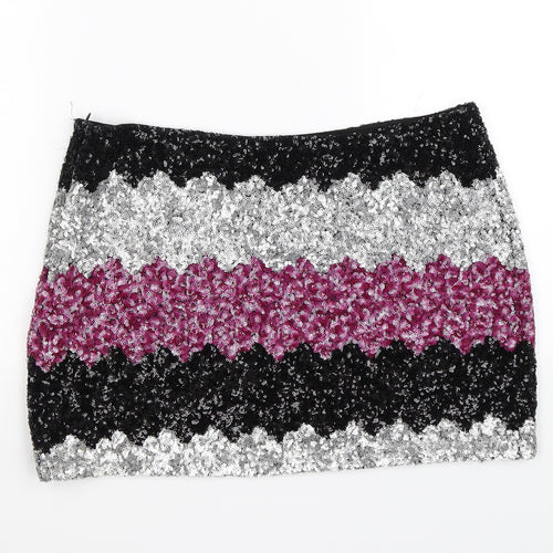 be beau Womens Purple Striped  Mini Skirt Size 16